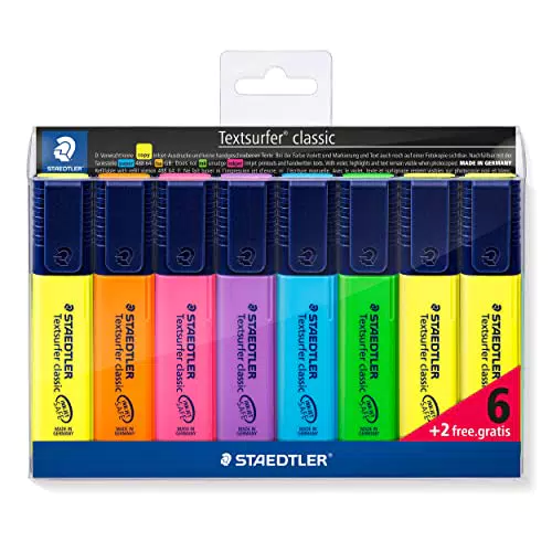 STAEDTLER Textsurfer classic 364 A WP8 - Hochwertige Textmarker mit großem Tintenspeicher
