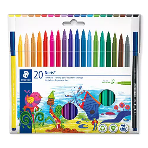 Staedtler Noris Fasermaler, wasserbasierte Tinte mit Lebensmittelfarbstoffen, 1,0 mm