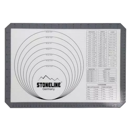 STONELINE® Backmatte aus Silikon mit Hilfslinien und Umrechnungstabellen