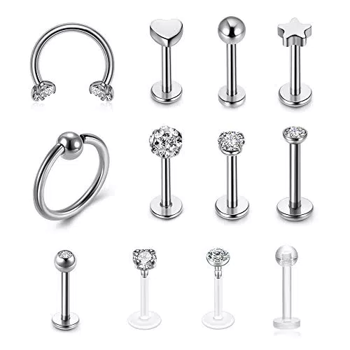 Sunligoo Lippenpiercing Set aus Chirurgenstahl für Monroe, Labret, Septum und Tragus