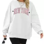 Svanco Oversize Pullover Damen New York Vintage Sweatshirt Langarmshirt