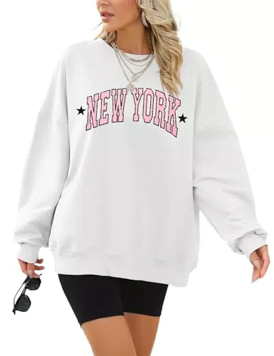 Svanco Oversize Pullover Damen New York Vintage Sweatshirt Langarmshirt