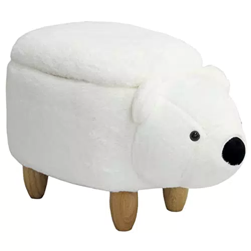 SVITA Kinderhocker Tierhocker mit Stauraum und gepolstertem Sitz Eisbär