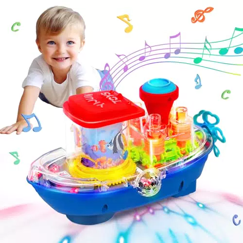 SWTOIPIG Babyspielzeug – Transparentes Schiffsspielzeug mit Licht und Musik