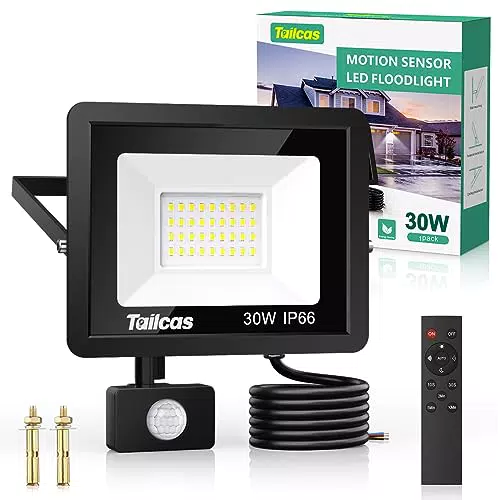 Tailcas LED Strahler 30W mit Bewegungsmelder, 2700LM, IP66 wasserdicht