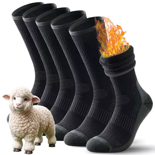 TANSTC Merino Thermosocken Damen und Herren, gepolstert, rutschfest, dicke Wollsocken