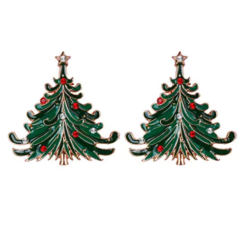 TENDYCOCO Vintage Weihnachtsbaum Brosche mit Strass für Winterfeiern