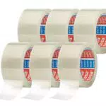 tesapack 64014 im 6er Pack - Geräuscharmes Paketklebeband zum Verpacken von Paketen und Versandschachteln - transparent - 6 Rollen je 66 m