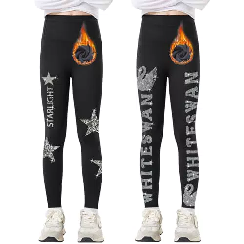 Tilozs Thermo Leggings Mädchen - Gefütterte Winter Sport Leggings High Waist