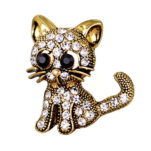 Tinksky Vintage Katze Strass Brosche für Frauen und Mädchen – Dekorative Pin
