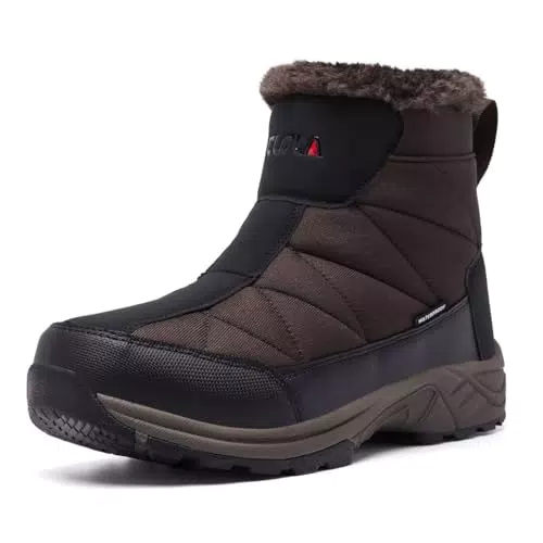 TLOLA Winterschuhe Herren wasserdicht, warm gefüttert, rutschfest für Outdoor-Aktivitäten