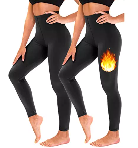 TNNZEET 2er Pack Thermo Leggings Damen Thermoleggins gefüttert Warme im Winter