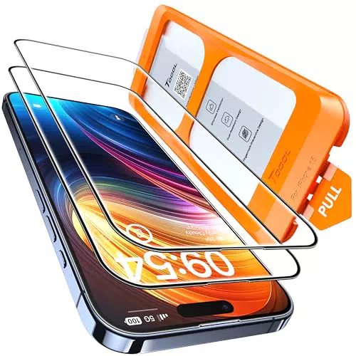 TOCOL Panzerglas für iPhone 15 – Full Screen Schutzglas 9H Härte, Anti-Fingerabdruck