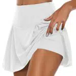 Damen Tennis Golf Sport Hosen Rock Dehnbar Laufrock 2 in1 Sport Leggings mit Rock Kurz Skort Hosen Rock Dehnbar Laufenrock-Weiß-