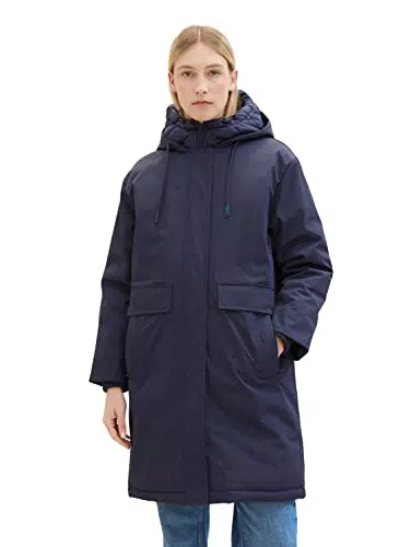 TOM TAILOR Damen 1037561 Regenmantel mit Steppung & Kapuze