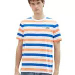 TOM TAILOR Herren Basic Crew-Neck T-Shirt mit Streifen
