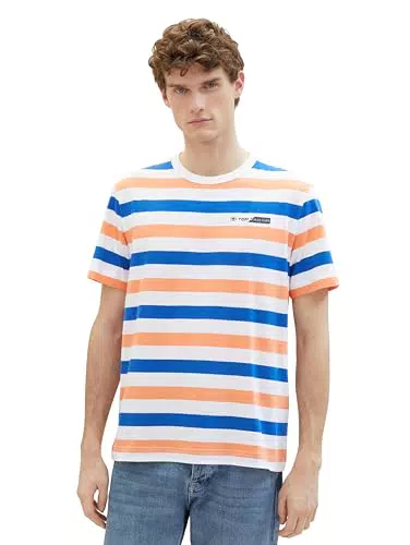 TOM TAILOR Herren Basic Crew-Neck T-Shirt mit Streifen