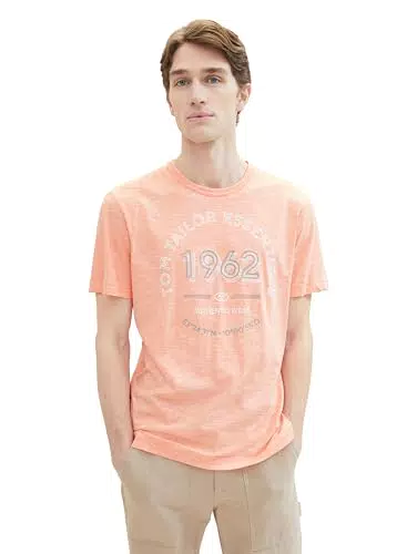 TOM TAILOR Herren Basic T-Shirt mit Logo-Print