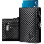Tomylv Herren Geldbörse Slim RFID Schutz Carbonfaser mit Popup und Münzfach
