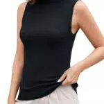 Totatuit Rollkragenshirt Damen - Ärmelloses Fleece Turtleneck Oberteil für Herbst und Winter