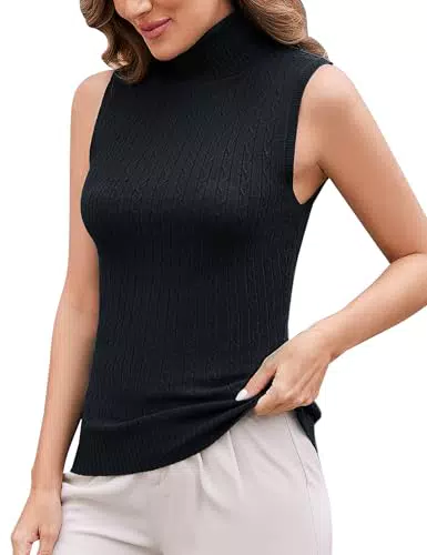 Totatuit Rollkragenshirt Damen - Ärmelloses Fleece Turtleneck Oberteil für Herbst und Winter