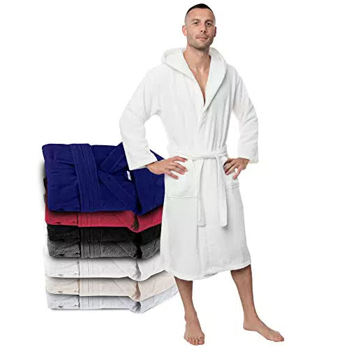 Twinzen Bademantel Herren - Oeko-TEX® Zertifiziert mit Kapuze und 2 Taschen