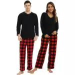 U2SKIIN Herren Fleece Pyjama lang Karierte Schlafanzüge Kuschel Set