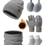 UMIPUBO Winter Set Mütze, Schal und Handschuhe für Damen, Fleece, Touchscreen