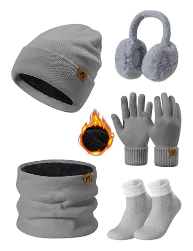 UMIPUBO Winter Set Mütze, Schal und Handschuhe für Damen, Fleece, Touchscreen