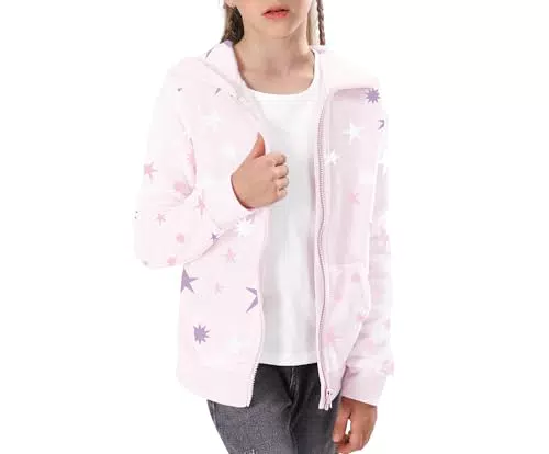 V.&GRIN Fleecejacke Kinder mit Kapuze Langarm Kuschelige Sweatjacke Mädchen Zip Up Hoodie Herbst Kapuzenpullover Coole Kleidung Gr.105 bis 155cm