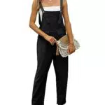 Vanchenl Damen Baumwolle Leinen Overalls Sommer Casual Baggy Jumpsuits