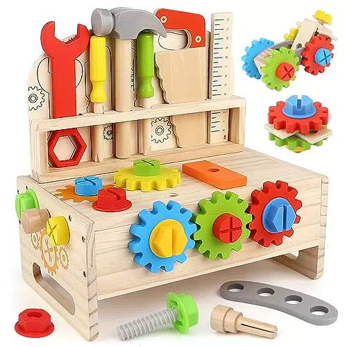 Vanplay Werkbank für Kinder – Holzspielzeug und Werkzeugkoffer ab 3 Jahren
