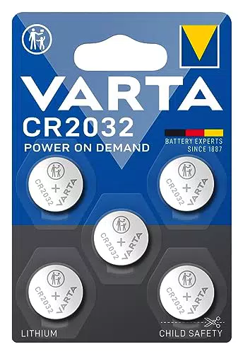 VARTA Batterien Knopfzellen CR2032, 5 Stück, Power on Demand