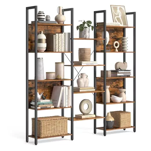 VASAGLE Bücherregal mit 14 Ablagen für Wohnzimmer, Arbeitszimmer und Büro, LLS107B01