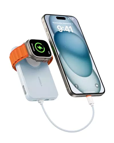VEGER Mini Power Bank 20W PD, 10000mAh mit integriertem Apple Kabel und USB-C