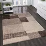 VIMODA Designer Teppich Kurzflor im modernen Kachel-Optik, pflegeleicht