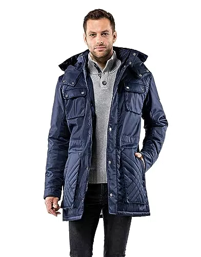 Vincenzo Boretti Herren Winterjacke Parka gefüttert slim-fit für Outdoor und Business