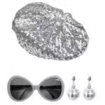 WIDMANN Milano Verkleidungsset Disco Babe mit Paillettenmütze und Glitterbrille