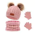 Waylipun Kinder Wintermütze Schal Handschuhe Set für Jungen und Mädchen