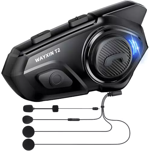 WAYXIN T2 Motorrad Headset Bluetooth mit Intercom und 100m Reichweite
