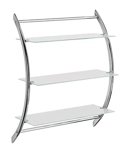 WENKO Wandregal Vermont – Badezimmerregal aus Sicherheitsglas mit 3 Ablagen