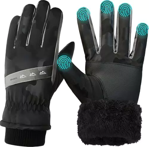 WUEAO Winterhandschuhe für Herren und Damen, wasserdicht und warm, Touchscreen