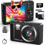 Digitalkamera 4K mit 64 MP, Autofokus und 16X Digitalzoom für Anfänger