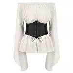 ABEHIK Damen Renaissance Bluse Mittelalter Gothic Oberteil Langarm Schulterfrei