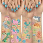 Acevegue Temporäre Tattoos für Kinder, Hautfreundliche Glitzer Aufkleber