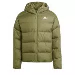 adidas Herren Essentials Midweight Down Kapuzenjacke mit Streifen