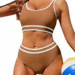 AI'MAGE Sport Bikini Damen Bauchweg Wickeloptik Push Up Bademode