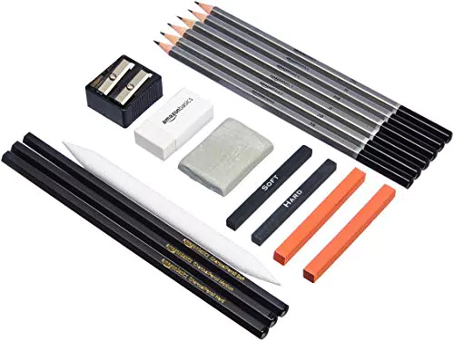 Amazon Basics Skizzier- und Zeichenstifte-Set aus Holzkohle