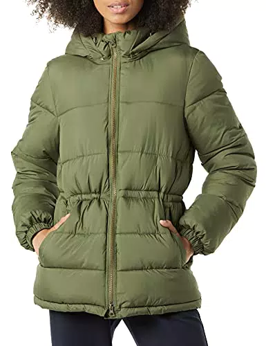 Amazon Essentials Damen Pufferjacke mit Kordelzug in der Taille