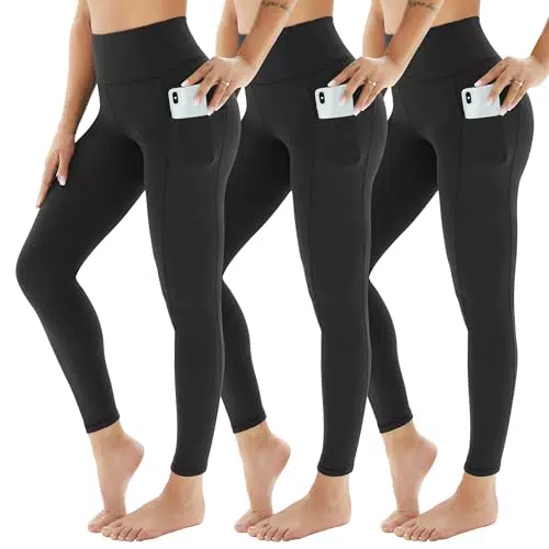 AMIYOYO Damen Sport Leggings High Waist mit Tasche, blickdicht und dehnbar